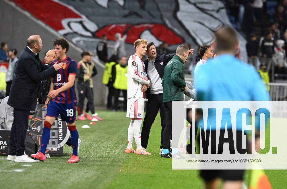 Football : Olympique Lyon v FC Bale -UEFA Europa ligue Paulo FONSECA coach of Lyon during the UEFA Europa League match between Lyon and FC Bale at Groupama Stadium Decines Charpieu Lyon on October 23, 2025 , France