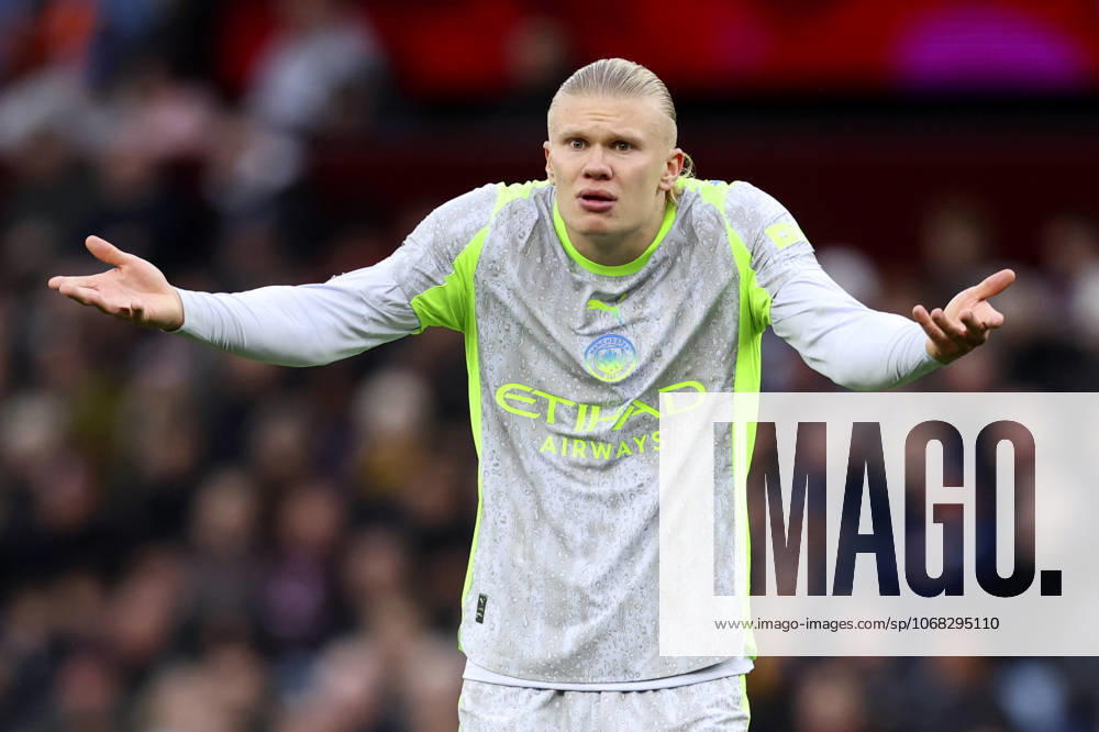 Aston Villa v Manchester City - Premier League Erling Haaland of Manchester City reacts during the Premier League match between Aston Villa and Manchester City at Villa Park on October 26, 2025 in Birmingham, England. Birmingham Villa Park England United Kingdom