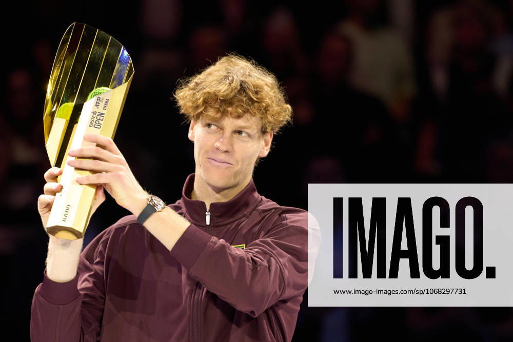 Jannik Sinner of Italy with the trophy after his men finals match win Alexander Zverev of Germany at Erste Bank Open 2025 at Wiener Stadthalle on October 26, 2025 in Vienna, Austria. (Photo by Camilla Stolen, Imago) Vienna Austria
