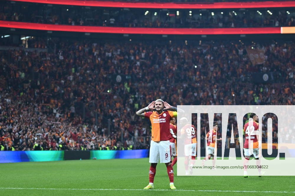 Galatasaray v Goztepe - Turkish Super Lig ISTANBUL, TURKIYE - OCTOBER 26: Mauro Icardi (9) of Galatasaray celebrates a score during the Turkish Super Lig week 10 football match between Galatasaray and Goztepe at RAMS Park Stadium in Istanbul, Turkiye on October 26, 2025. Abdulhamid Hosbas Anadolu Istanbul Turkey. Editorial use only. Please get in touch for any other usage.