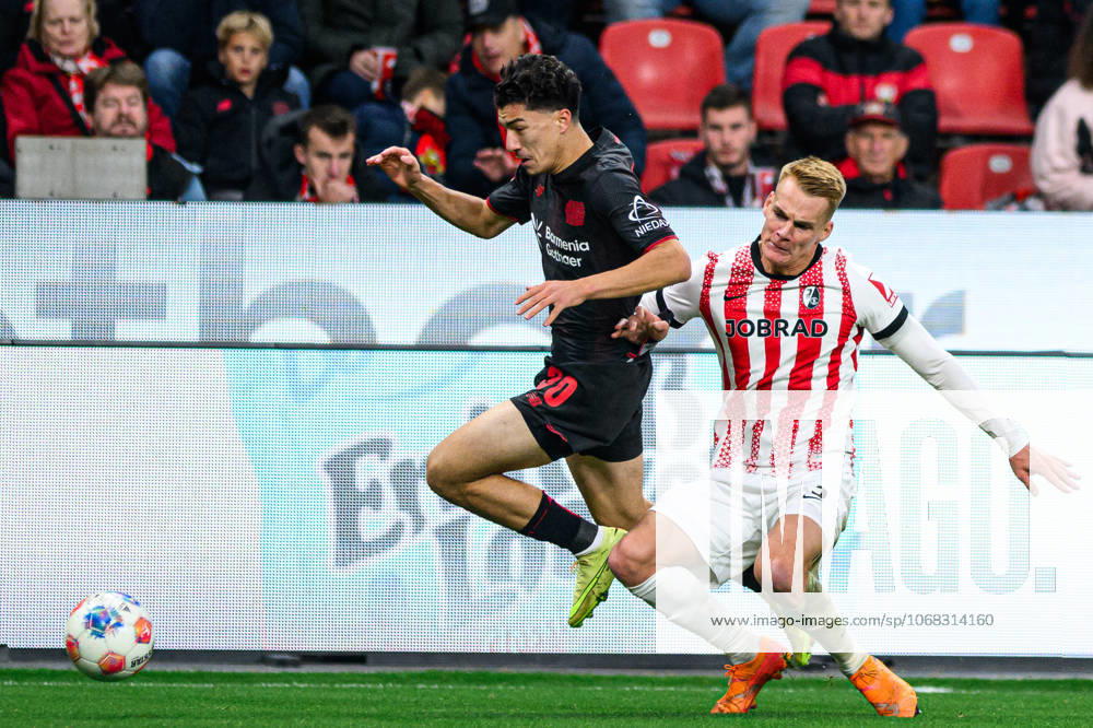 LEVERKUSEN, GERMANY - 26 OCTOBER, 2025: Ibrahim Maza - The match of Bundesliga Bayer 04 Leverkusen vs SC Freiburg at BayArena.