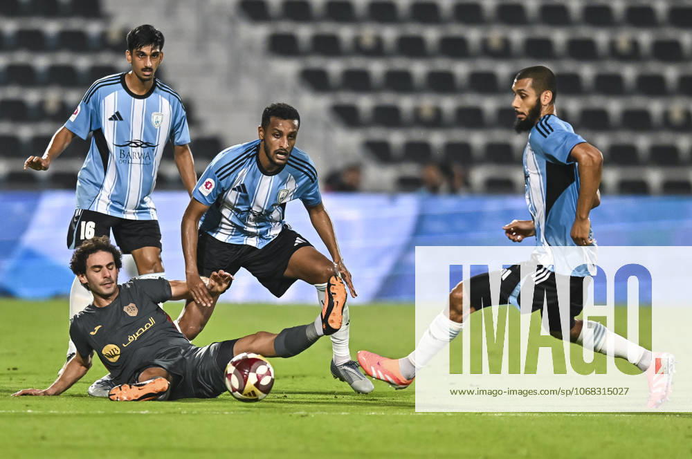 AL WAKRAH SC V AL RAYYAN SC-DOHA BANK STARS LEAGUE QATAR Almahdi Ali Mukhtar (C) of Al-Wakrah SC and Ahmed Alaaeildin Abdelmotaal (L) of Al Rayyan SC in action during the Doha Bank Stars League Qatar match between Al Wakrah SC and Al Rayyan SC at Saoud Bin Abdulrahman Stadium in Doha, Qatar, on October 26, 2025. DOHA Qatar