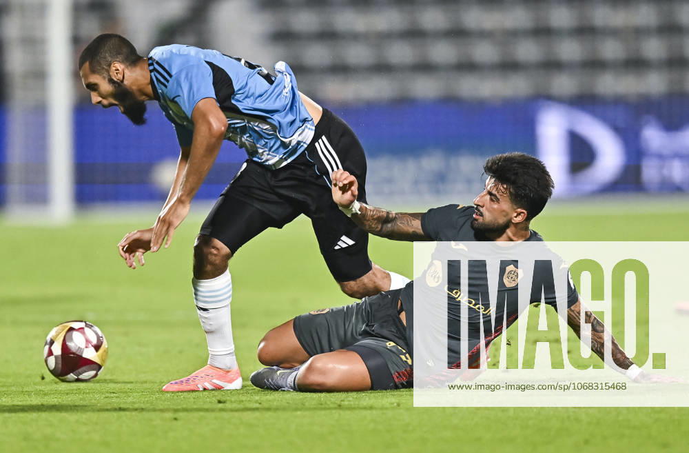 AL WAKRAH SC V AL RAYYAN SC-DOHA BANK STARS LEAGUE QATAR Aissa Laidouni (L) of Al-Wakrah SC and Tiago Rafael Da Silva of Al Rayyan SC in action during the Doha Bank Stars League Qatar match between Al Wakrah SC and Al Rayyan SC at Saoud Bin Abdulrahman Stadium in Doha, Qatar, on October 26, 2025. DOHA Qatar