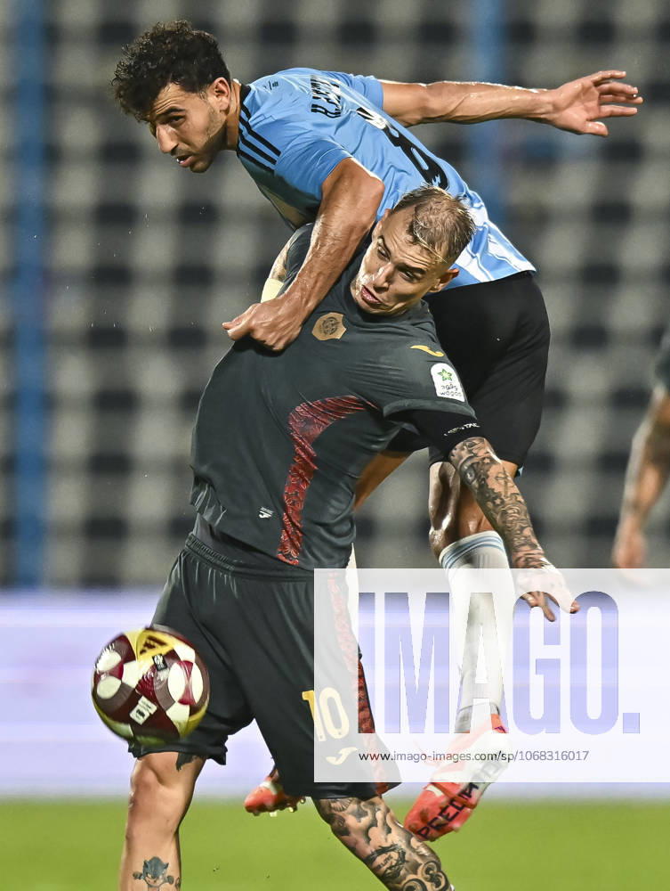 AL WAKRAH SC V AL RAYYAN SC-DOHA BANK STARS LEAGUE QATAR Hamdy Fathy Abdel Fattah (R) of Al-Wakrah SC and Roger Krug Guedes of Al Rayyan SC in action during the Doha Bank Stars League Qatar match between Al Wakrah SC and Al Rayyan SC at Saoud Bin Abdulrahman Stadium in Doha, Qatar, on October 26, 2025. DOHA Qatar