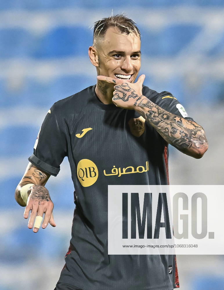 AL WAKRAH SC V AL RAYYAN SC-DOHA BANK STARS LEAGUE QATAR Roger Krug Guedes of Al Rayyan SC celebrates after scoring a goal during the Doha Bank Stars League Qatar match between Al Wakrah SC and Al Rayyan SC at Saoud Bin Abdulrahman Stadium in Doha, Qatar, on October 26, 2025. DOHA Qatar