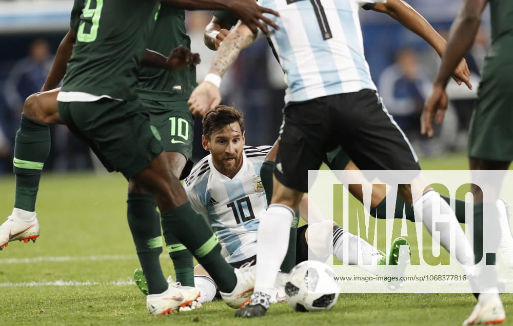 Nigeria v Argentina : Group D - 2018 FIFA World Cup, WM, Weltmeisterschaft, Fussball Russia ST PETERSBURG, RUSSIA - JUNE 26: Lionel Messi (10) of Argentina in action during the 2018 FIFA World Cup Russia Group D match between Nigeria and Argentina at the Saint Petersburg Stadium in St. Petersburg, Russia on June 26, 2018. Rusya World. Editorial use only. Please get in touch for any other usage.