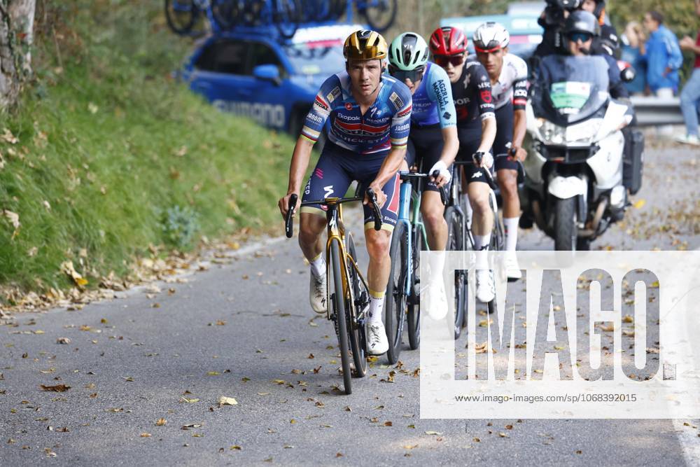 Evenepoel Remco BEL seixas paul fra storer Michael AUS del toro isaac mex CYCLING UCI WORLD TOUR 2025 TOUR DE LOMBARDIE ITALIE 11 10 2025 GARNIER ETIENNE L 24 10 2025 une detouree passo di ganda Italie GermanyxJapanxUKxFrancexBelgiumxOUT