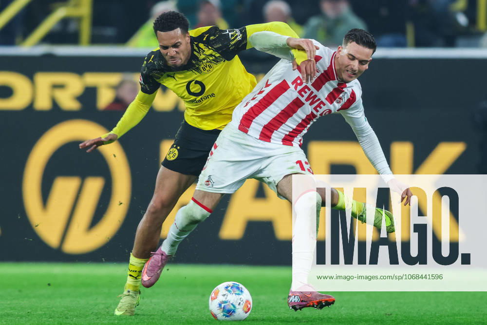 Soccer 1 Bundesliga 8 Matchday Borussia Dortmund 1 FC Köln on 25 10 2025 at Signal Iduna Park in Dortmund Felix Nmecha Dortmund , left Said El Mala Köln , right DFL regulations prohibit any use of photographs as image sequences and or quasi video