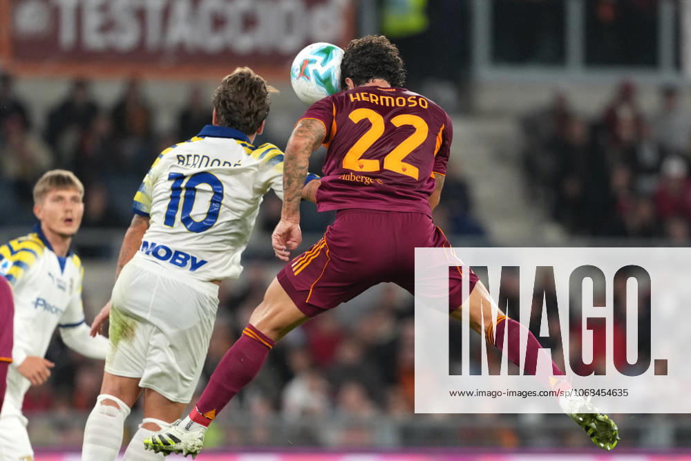 Mario Hermoso of AS Roma scores the goal of 1-0 during the Serie A 2025 2026 football match between AS Roma and Parma Calcio 1913 at Stadio Olimpico in Rome (Italy), October 29, 2025. antoniettaxbaldassarre