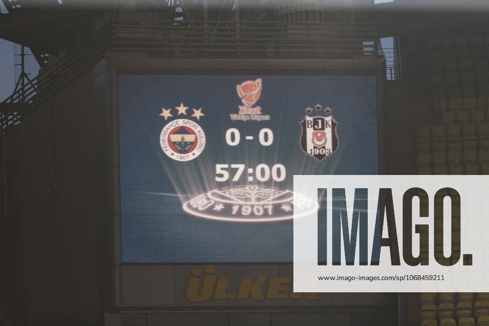 Fenerbahce v Besiktas: Ziraat Turkish Cup ISTANBUL, TURKEY - MAY 03: Score table is seen ahead of the Ziraat Turkish Cup soccer match between Fenerbahce and Besiktas at Ulker Stadium in Istanbul, Turkey on May 03, 2018. The game was decided to continue from where it was left off without spectators due to the incidents took place in the semi final return match causing the game to be cancelled. Besiktas did not turn up for the replay with Fenerbahce as the club announced earlier. Istanbul Turkey. Editorial use only. Please get in touch for any other usage.