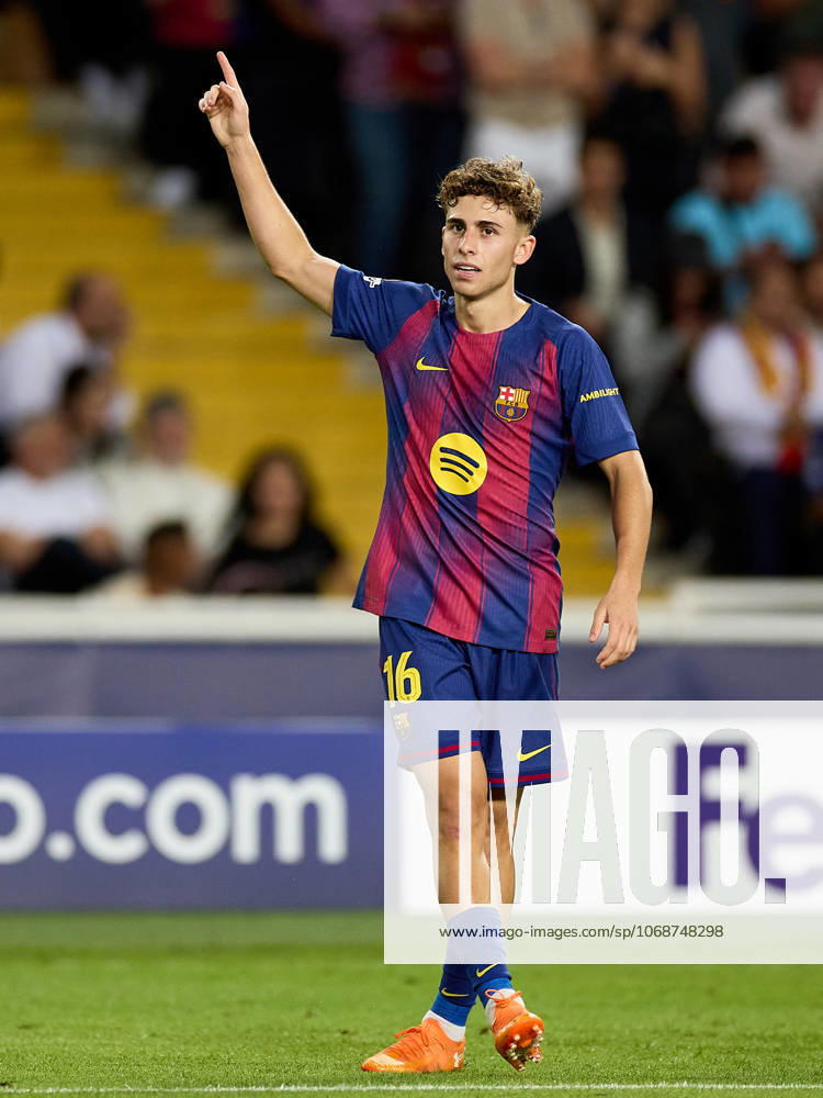 Fermin Lopez of FC Barcelona, Barca celebrates a goal during the UEFA Champions League match between FC Barcelona v Olympiakos Piraeus at the Lluis Companys Olympic Stadium on October 21, 2025 in Barcelona Spain. Barcelona Spain - ZUMAr232 20251021_zsp_r232_175