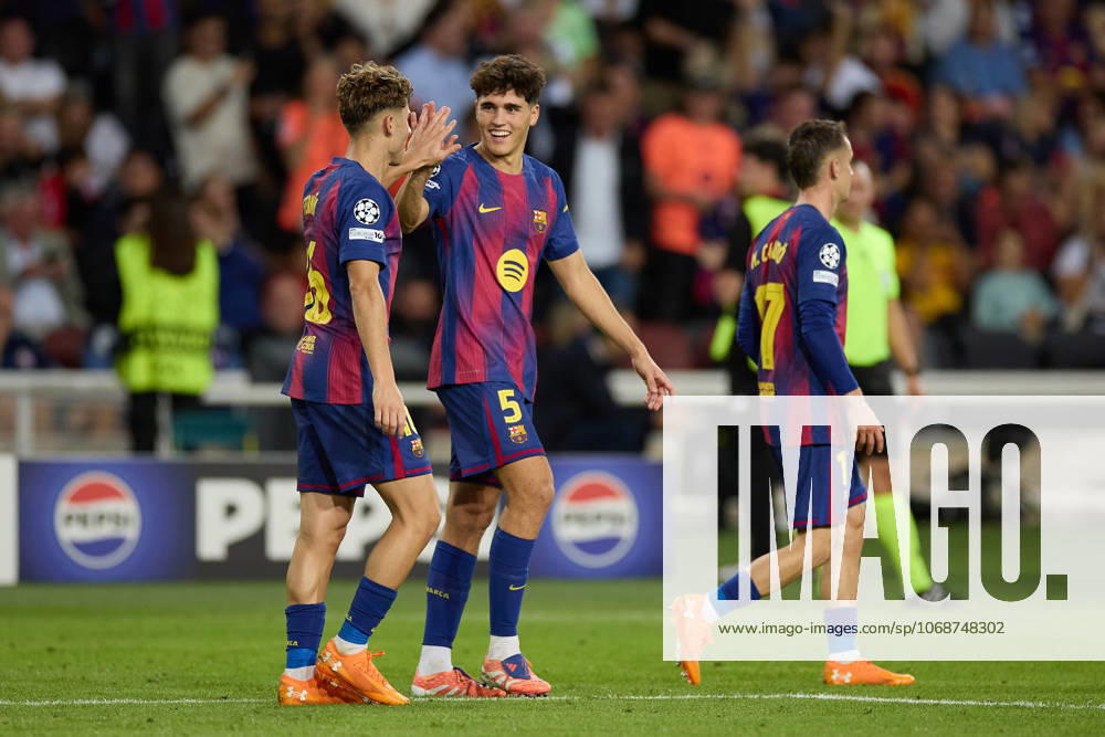 Fermin Lopez of FC Barcelona, Barca celebrates a goal during the UEFA Champions League match between FC Barcelona v Olympiakos Piraeus at the Lluis Companys Olympic Stadium on October 21, 2025 in Barcelona Spain. Barcelona Spain - ZUMAr232 20251021_zsp_r232_176