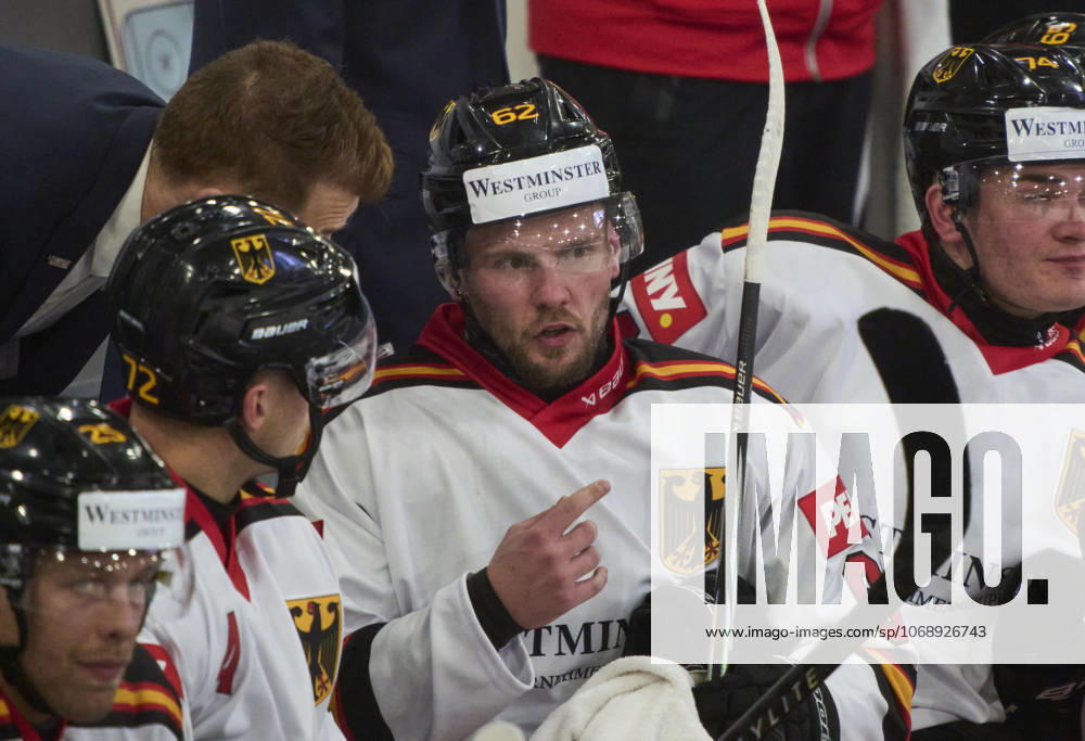 Parker Tuomie of Germany at the match GERMANY - LATVIA 4-1 DEB Ice hockey, Eishockey DEUTSCHLAND CUP in Landshut, Germany, November 6, 2025, Season 2025 2026.
