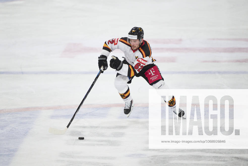 Parker Tuomie of Germany at the match GERMANY - LATVIA 4-1 DEB Ice hockey, Eishockey DEUTSCHLAND CUP in Landshut, Germany, November 6, 2025, Season 2025 2026.