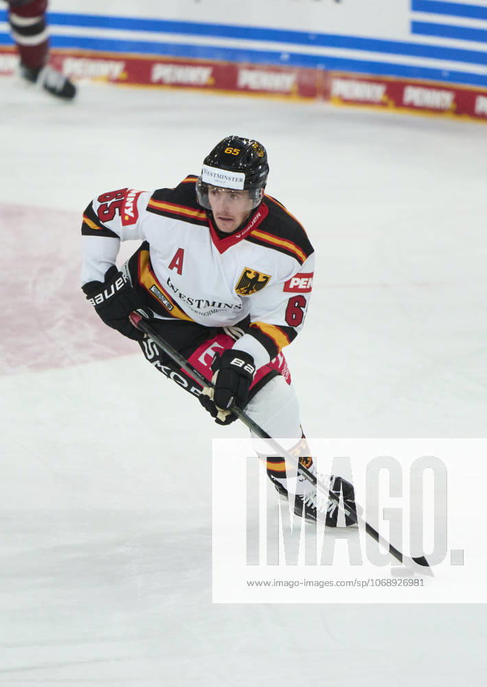Marc Michaelis of Germany at the match GERMANY - LATVIA 4-1 DEB Ice hockey, Eishockey DEUTSCHLAND CUP in Landshut, Germany, November 6, 2025, Season 2025 2026.