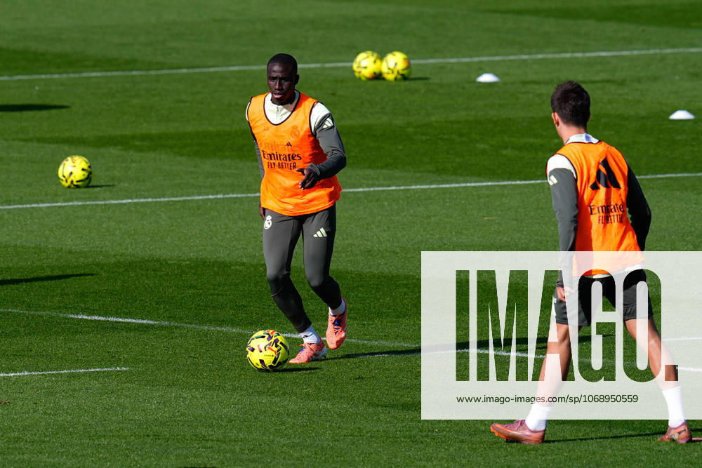 Ferland Mendy during the Real Madrid training session ahead their upcoming Spanish League, LaLiga EA Sports, football match against Rayo Vallecano at Ciudad Deportiva Real Madrid on November 8, 2025, in Valdebebas, Madrid, Spain. Valdebebas Spain - ZUMAa181 20251108_zaa_a181_035