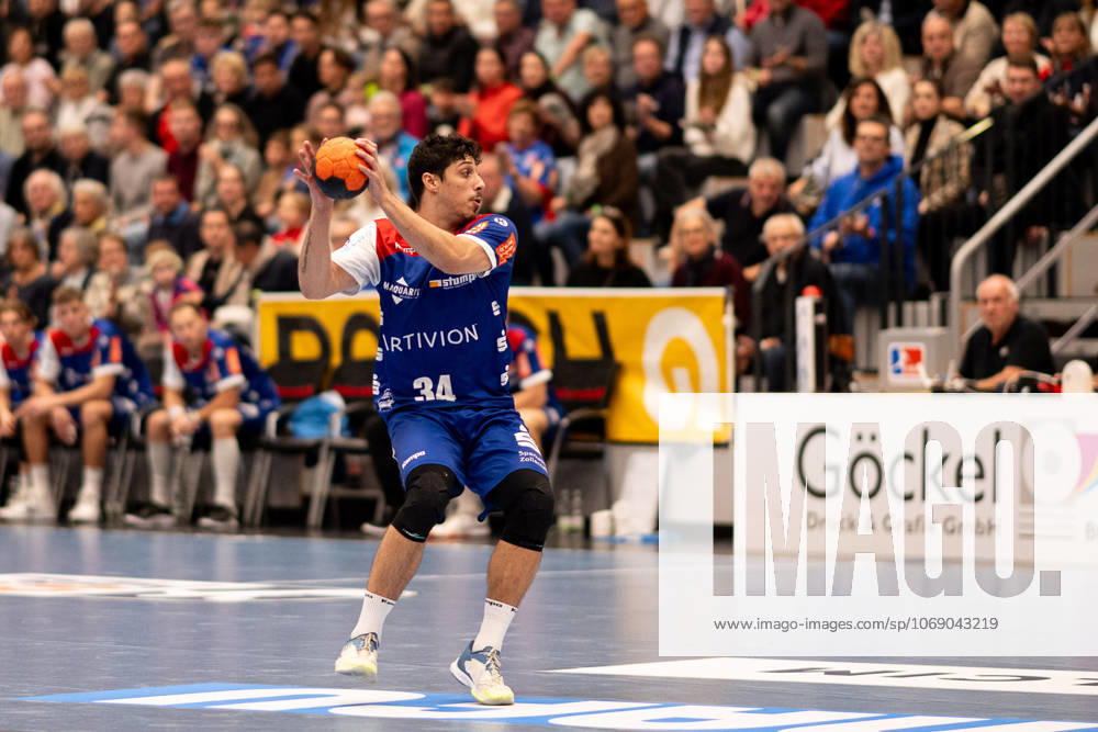Yonatan Dayan HBW Balingen Weilstetten, 34 , HBW Balingen Weilstetten vs TuSEM Essen, Handball, 2 Bundesliga, Matchday 10, Season 2025 2026, 09 11 2025 Eibner Pressefoto Andreas Ulmer HBW Balingen Weilstetten vs TuSEM Essen, Handball, 2 Bundesliga, Matchday 10, Season 2025 2026, 09 11 2025 Balingen