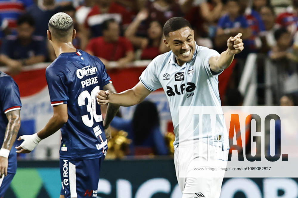 Fortaleza v Gremio - Brasileirao 2025 Player Carlos Vinicius celebrates a goal during the match between Fortaleza and Gremio, valid for the 33rd round of the Brazilian Serie A championship of 2025, at Arena Castelao in Fortaleza, Brazil, on November 9, 2025. Fortaleza Ceara Brasil