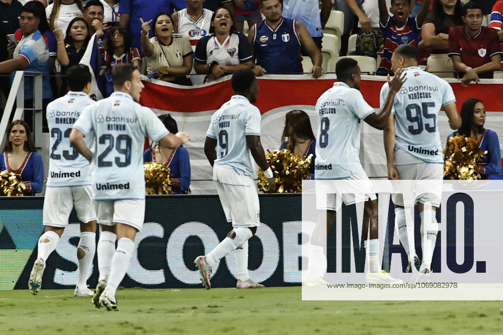 Fortaleza v Gremio - Brasileirao 2025 Player Carlos Vinicius celebrates a goal during the match between Fortaleza and Gremio, valid for the 33rd round of the Brazilian Serie A championship of 2025, at Arena Castelao in Fortaleza, Brazil, on November 9, 2025. Fortaleza Ceara Brasil
