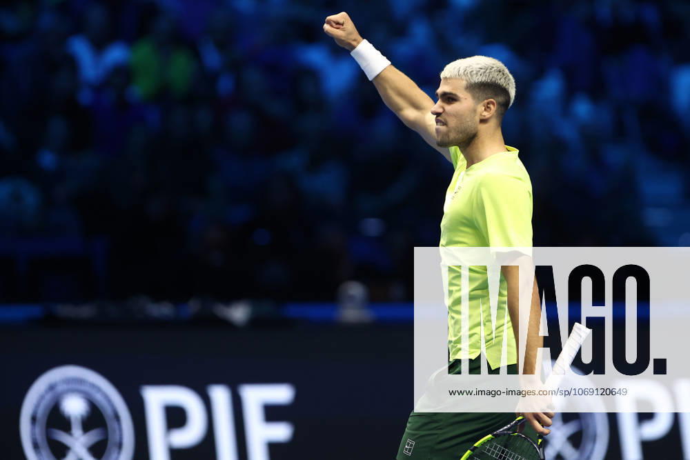 Carlos Alcaraz (Spain) celebrates, day 3, Nitto ATP, Tennis Herren Finals 2025, INALPI Arena, November 11, 2025, Turin, Italy.