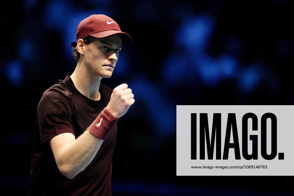 Italy s Jannik Sinner react during the singles tennis match of the ATP, Tennis Herren World Tour Finals against Italy s Jannik Sinner at the Inalpi Arena in Turin, Italy - Wednesday, Nov. 12, 2025. -