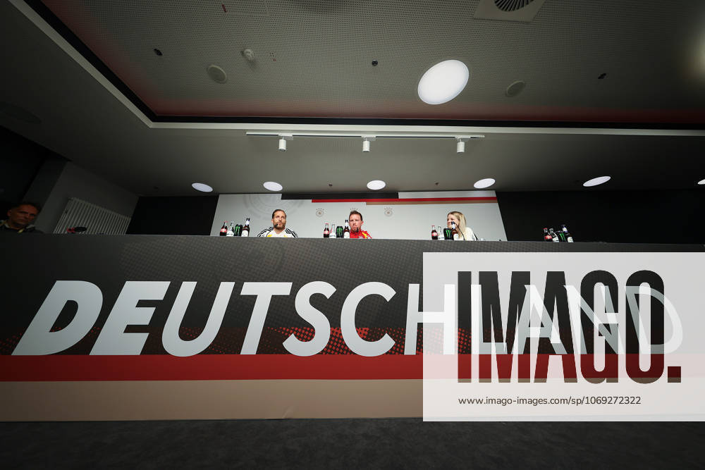 UEFA European Qualifiers World Cup Qualifiers 25 26 Final press conference before Germany Slovakia on 16 11 2025 at the Red Bull Arena in Leipzig Germany lettering at the press conference, in the background coach Julian Nagelsmann Germany MH