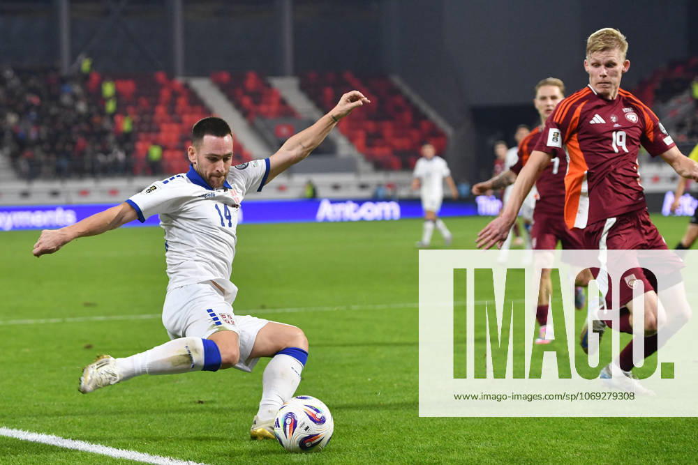 SERBIA vs LATVIA ANDRIJA ZIVKOVIC football Serbia vs Latvia FIFA World Cup, WM, Weltmeisterschaft, Fussball qualification match at Dubocica stadiuim , Leskovac 16.11.2025 Foto: FOOTBALL, SERBIA, LATVIA, FIFA WORLD CUP QUALIFICATIONS MATCH Leskovac Dubocica stadium Serbia