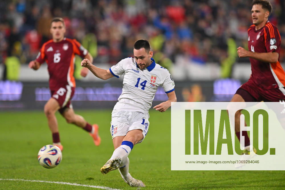 SERBIA vs LATVIA ANDRIJA ZIVKOVIC football Serbia vs Latvia FIFA World Cup, WM, Weltmeisterschaft, Fussball qualification match at Dubocica stadiuim , Leskovac 16.11.2025 Foto: FOOTBALL, SERBIA, LATVIA, FIFA WORLD CUP QUALIFICATIONS MATCH Leskovac Dubocica stadium Serbia