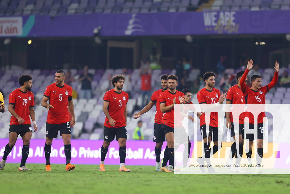 2025, 17 November - Al Ain, UAE - Marwan Attia of Egypt national team, Nationalteam Ramy Rabia of Egypt national team, Mohamed Hany of Egypt national team, Omar Marmoush of Egypt national team, Mohamed Shehata of Egypt national team during the FIFA friendly international team match between Egypt National team and Cape Verde National team at Hazza bin Zayed Stadium in Ak Ain, UAE. FIFA Friendly international match, Länderspiel, Nationalmannschaft Egypt National team v Cape Verde National team before World Cup 2026