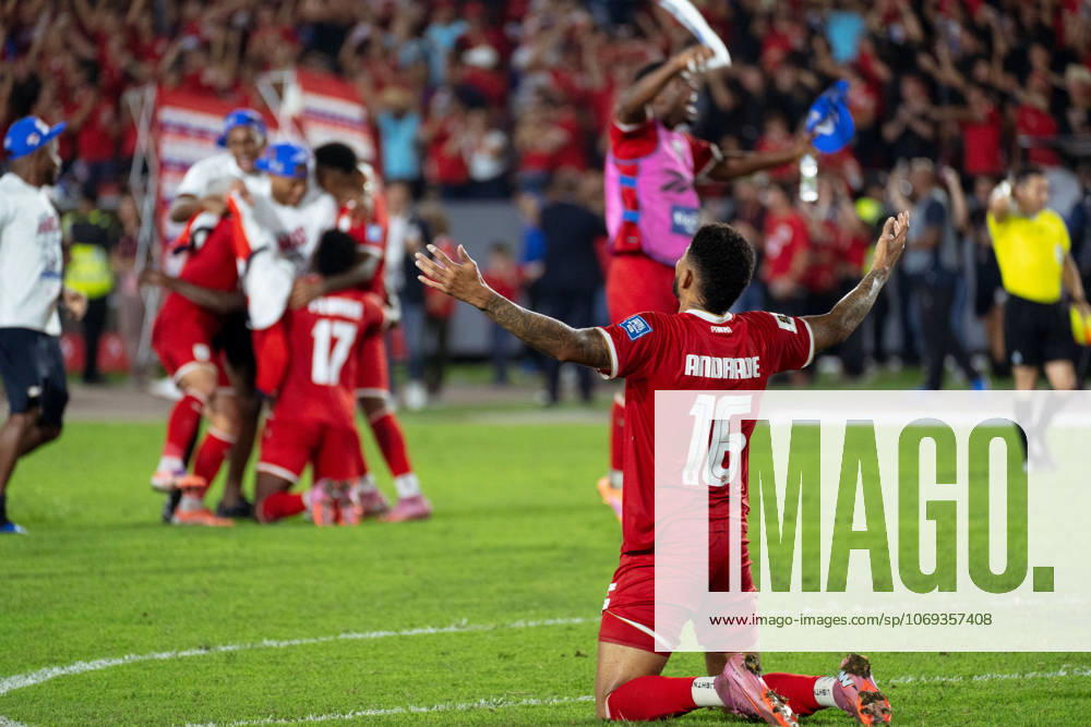 Fußball, WM Quali, Panama - El Salvador (251119) -- PANAMA CITY, Nov. 19, 2025 -- Andres Andrade (front) of Panama celebrates during the 2026 FIFA World Cup, WM, Weltmeisterschaft, Fussball CONCACAF qualifier football match between Panama and El Salvador in Panama City, Panama, on Nov. 18, 2025. ) (SP)PANAMA-PANAMA CITY-FOOTBALL-2026 WORLD CUP QUALIFIERS-PANAMA VS EL SALVADOR XuxYongzheng