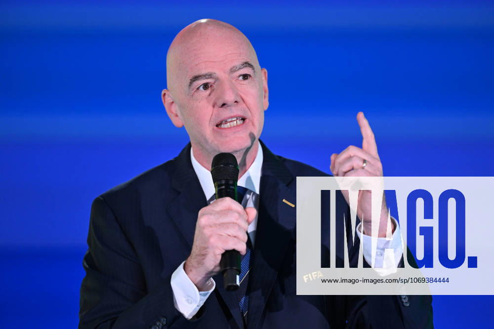 FIFA World Cup, WM, Weltmeisterschaft, Fussball 26 play-offs draws ZURICH, SWITZERLAND - NOVEMBER 20: FIFA President Gianni Infantino speaks during the 2026 FIFA World Cup Play-Off Tournament draw at the FIFA s Home of Football in Zurich, Switzerland on November 20, 2025. Mustafa Yalcin Anadolu Zurich Switzerland. Editorial use only. Please get in touch for any other usage.