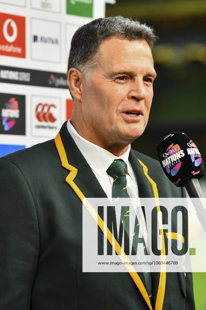 Ireland v South Africa Quilter Nations Series South Africa Head Coach Rassie Erasmus before the Quilter Nations Series match at the Aviva Stadium, Dublin UK Newspapers OUT