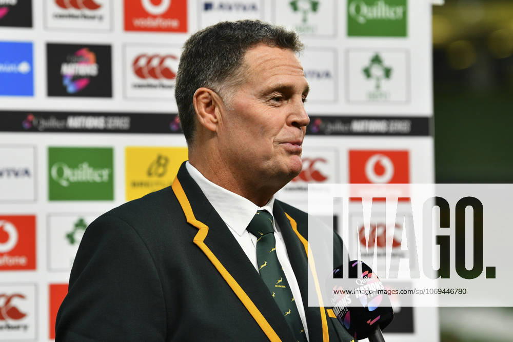 Ireland v South Africa Quilter Nations Series South Africa Head Coach Rassie Erasmus before the Quilter Nations Series match at the Aviva Stadium, Dublin UK Newspapers OUT
