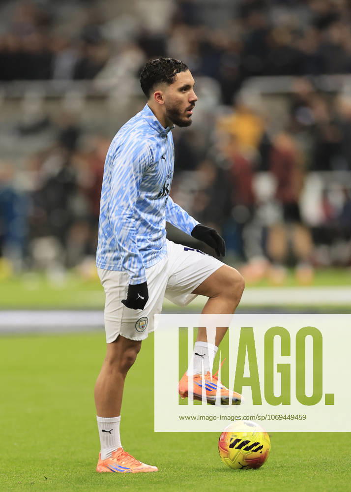 Newcastle United v Manchester City Premier League Rayan Cherki of Manchester City warms up during the Premier League match at St. James s Park, Newcastle UK Newspapers OUT