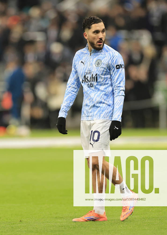 Newcastle United v Manchester City Premier League Rayan Cherki of Manchester City warms up during the Premier League match at St. James s Park, Newcastle UK Newspapers OUT