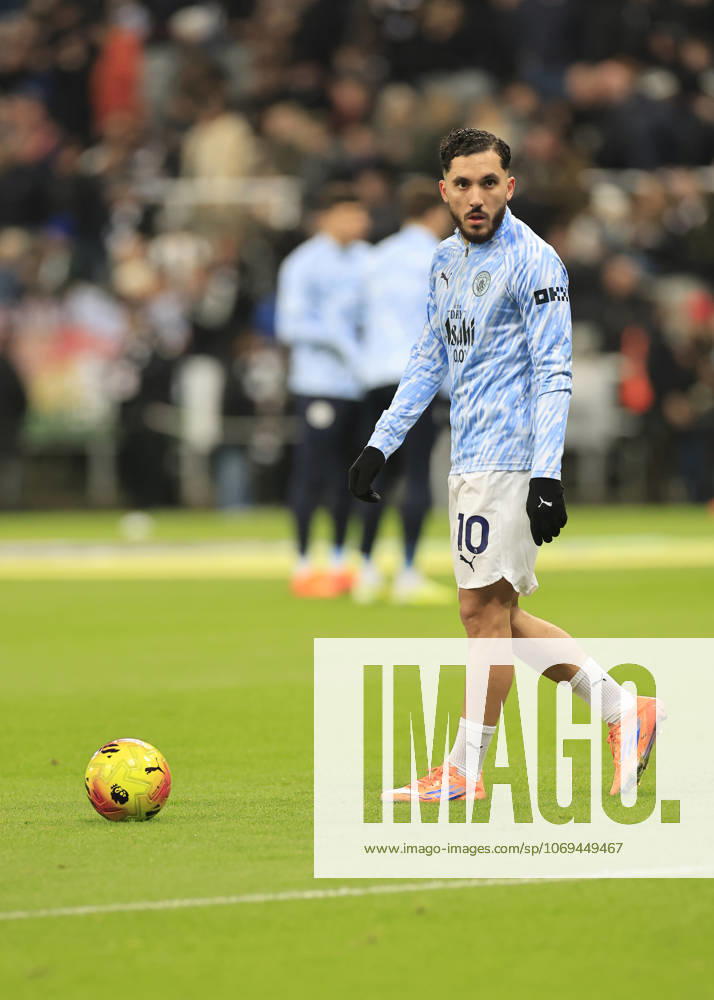 Newcastle United v Manchester City Premier League Rayan Cherki of Manchester City warms up during the Premier League match at St. James s Park, Newcastle UK Newspapers OUT