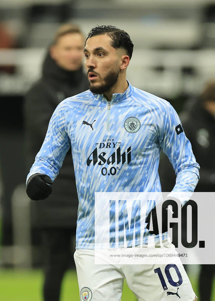 Newcastle United v Manchester City Premier League Rayan Cherki of Manchester City warms up during the Premier League match at St. James s Park, Newcastle UK Newspapers OUT