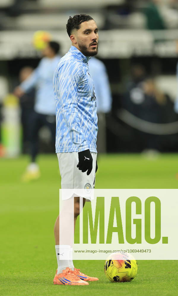 Newcastle United v Manchester City Premier League Rayan Cherki of Manchester City warms up during the Premier League match at St. James s Park, Newcastle UK Newspapers OUT