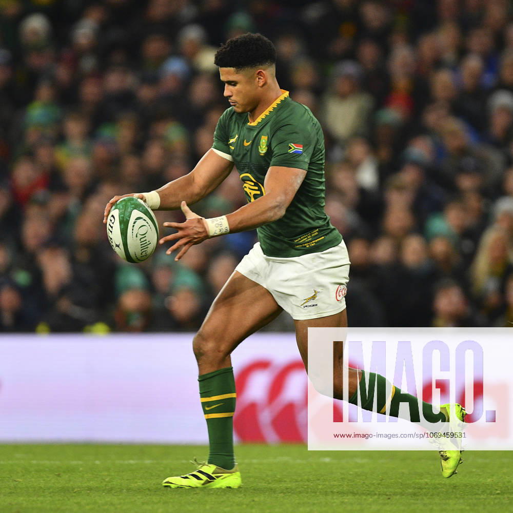 Ireland v South Africa Quilter Nations Series Sacha Feinberg-Mngomezulu of South Africa during the Quilter Nations Series match at the Aviva Stadium, Dublin UK Newspapers OUT