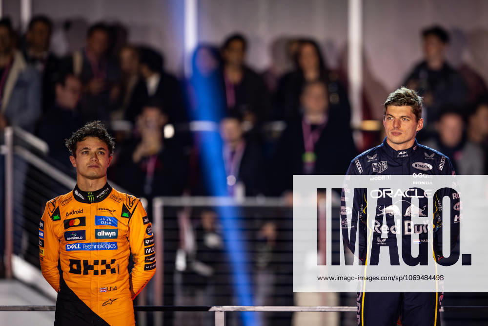F1 - LAS VEGAS GRAND PRIX 2025 NORRIS Lando (gbr), McLaren F1 Team MCL39, portrait, VERSTAPPEN Max (ned), Red Bull Racing RB21, portrait, during the 2025 Formula 1 Las Vegas Grand Prix, 22th round of the 2025 FIA Formula One World Championship, WM, Weltmeisterschaft from November 21 to 23, 2025 on the Las Vegas Strip Circuit, in Paradise, Nevada, United States of America - ParadiseUnited States