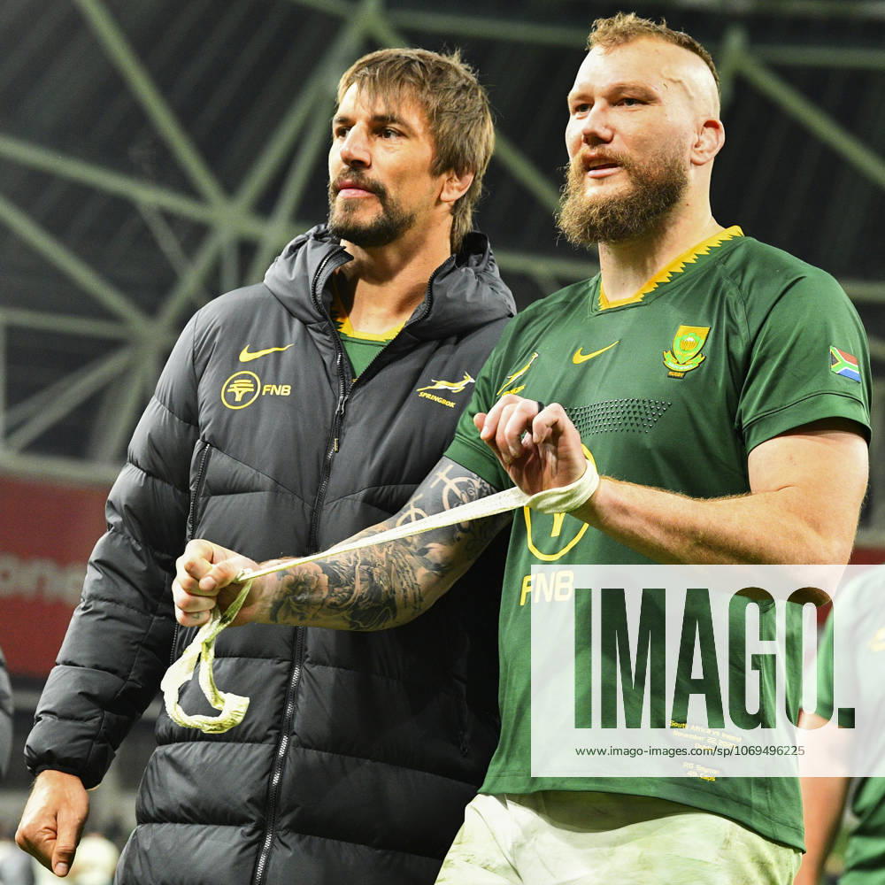 Ireland v South Africa Quilter Nations Series Eben Etzebeth and RG Snyman of South Africa after the Quilter Nations Series match at the Aviva Stadium, Dublin UK Newspapers OUT