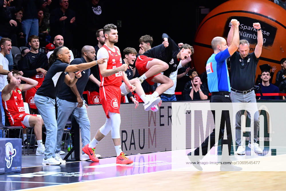 Basketball Season 2025 2026 2 Bundesliga Pro A 10 Matchday Nuremberg Falcons Basketball Club NBC BBC Bayreuth AlSch NBC Falcons Nuremberg cheers after the end of the game