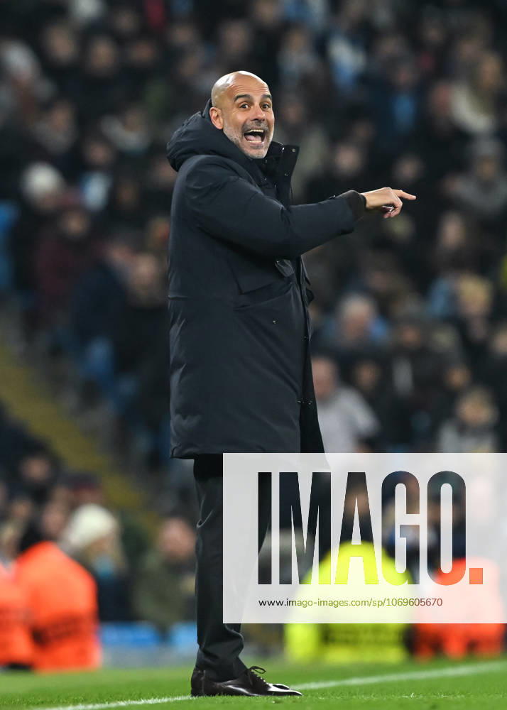 Manchester, England, 25th November 2025. Pep Guardiola manager of Manchester City gestures during the Manchester City vs Bayer Leverkusen UEFA Champions League match at the Etihad Stadium, Manchester. Picture credit should read: Cody Froggatt Sportimage . SPI_097_CF_Man_City_Bayer SPI-4309-0224