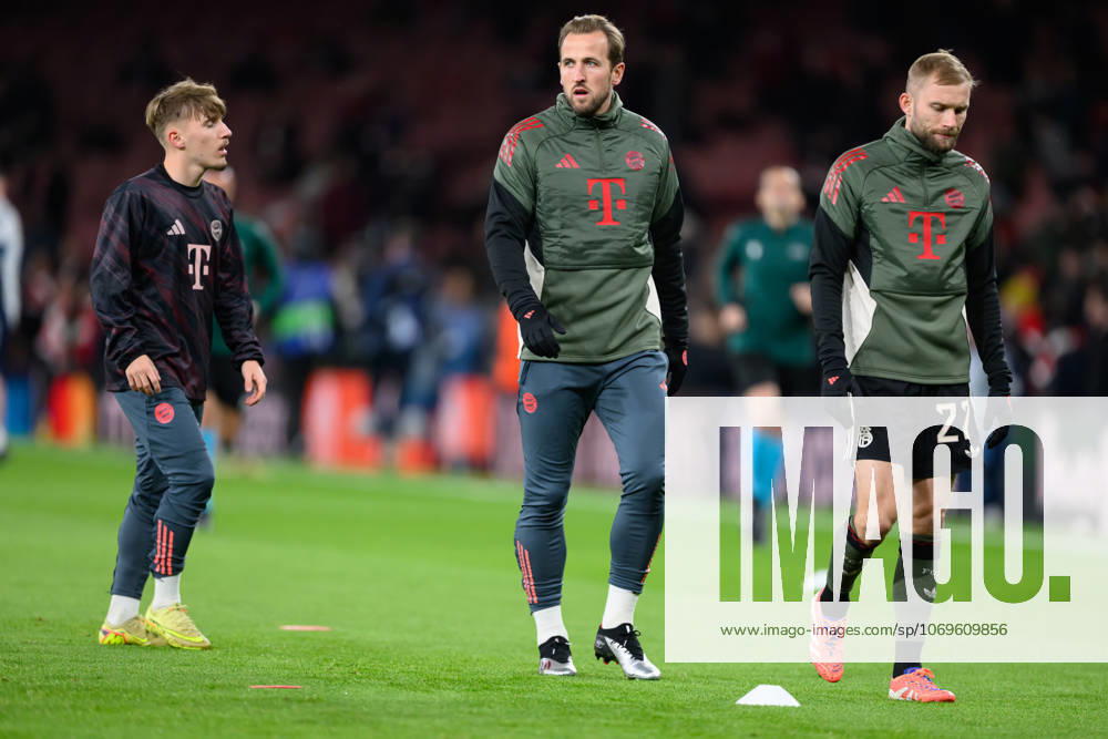 Arsenal v Bayern Munich Champions League 26 11 2025. Bayern Munich forward Harry Kane (9) warming up prior to the Champions League match between Arsenal and Bayern Munich at the Emirates Stadium, London, England on 26 November 2025. London Emirates Stadium Greater London England Editorial use only ,