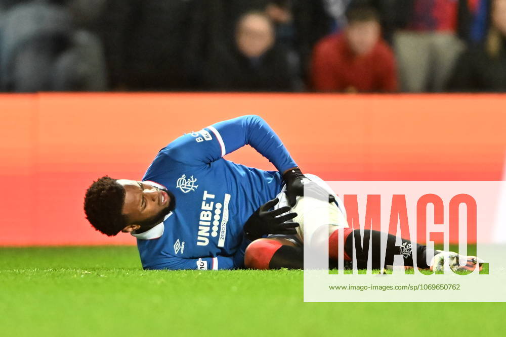 Rangers v S.C. Braga UEFA Europa League Youssef Chermiti of Rangers down on the floor during the UEFA Europa League match at Ibrox Stadium, Glasgow UK Newspapers OUT