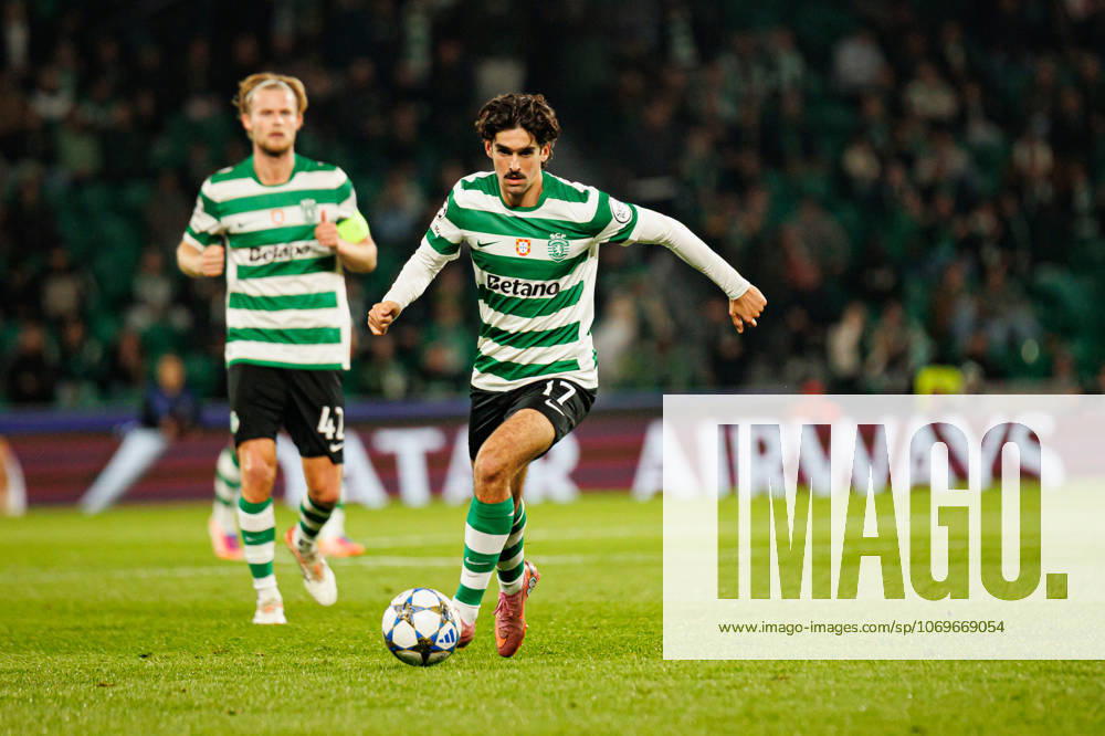 Francisco Trincao seen during Champions League league phase game between Sporting CP and Clube Brugge KV (Luis Loureiro Ball Raw Images) Lisbon Estadio Jose Alvalade Portugal