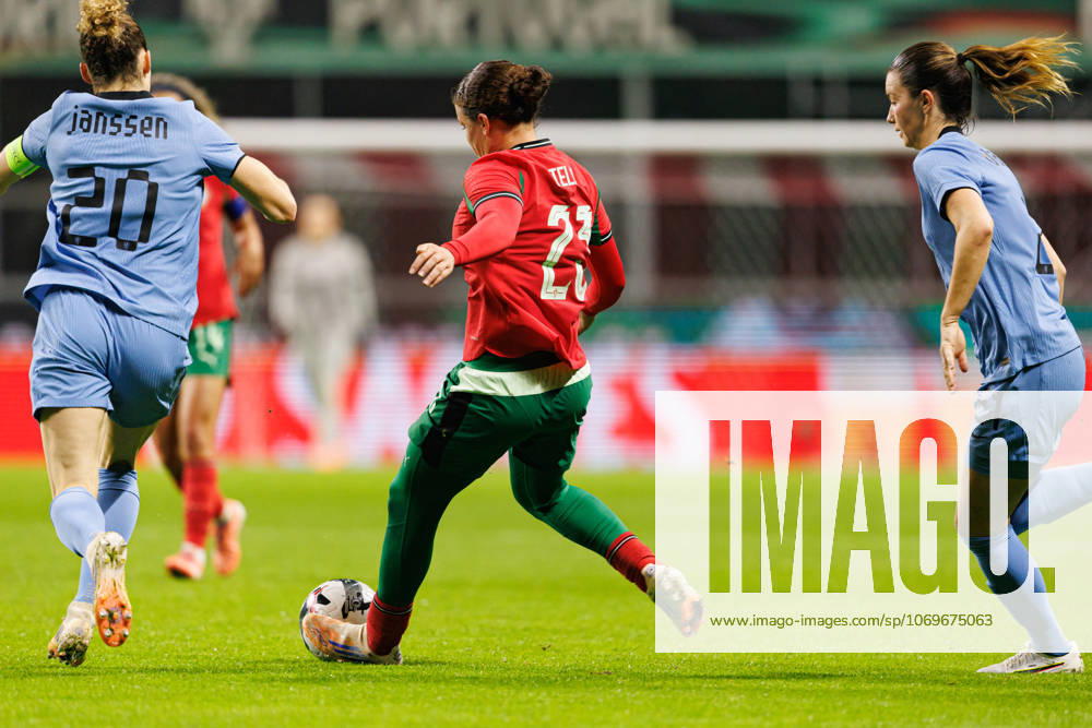 Telma Encarnacao seen during International Friendly, Länderspiel, Nationalmannschaft game between Women National teams of Portugal and Netherlands (Joao Gregorio Ball Raw Images) Braga Estadio Municipal de Braga Portugal