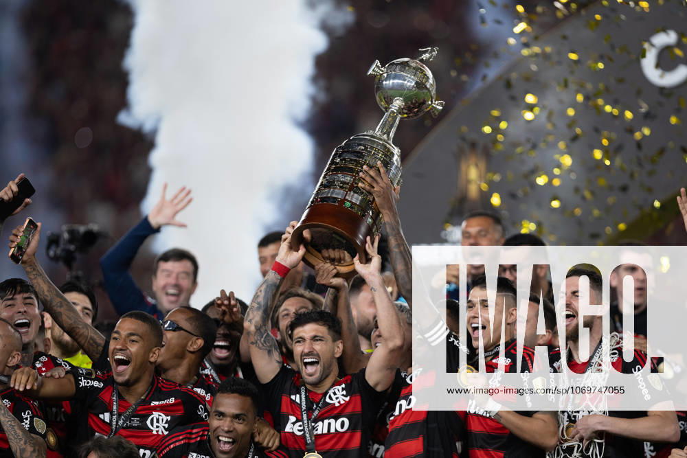 LIMA (PE), 11 28 2025 - LIBERTADORES FLAMENGO x PALMEIRAS - Flamengo players celebrating the title during the match between Palmeiras and Flamengo, valid for the Final of the Copa Libertadores de America, held at the Estadio Monumental U, on the afternoon of Saturday, the 29th. (Photo: Crizam Franca Photo Premium SPP) 30930 (Crizam FranoÂßa, Crizam Franca SPP)