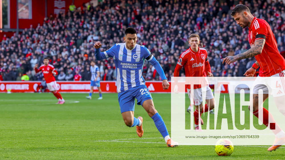 Nottingham Forest v Brighton and Hove Albion Premier League 30 11 2025. Brighton & Hove Albion midfielder Diego Gomez (25) during the Premier League match between Nottingham Forest and Brighton and Hove Albion at the City Ground, Nottingham, England on 30 November 2025. Editorial use only DataCo restrictions apply See www.football-dataco.com ,