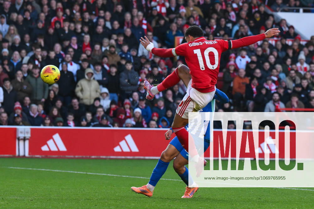 Nottingham, England, 30th November 2025. Morgan Gibbs-White of Nottingham Forest shoots on goal during the Nottingham Forest vs Brighton and Hove Albion Premier League match at the City Ground, Nottingham. Picture credit should read: Craig Thomas Sportimage . SPI_032_CT_Nottingham_Forest_vs_Brighton_and_Hove_Albion SPI-4337-0043